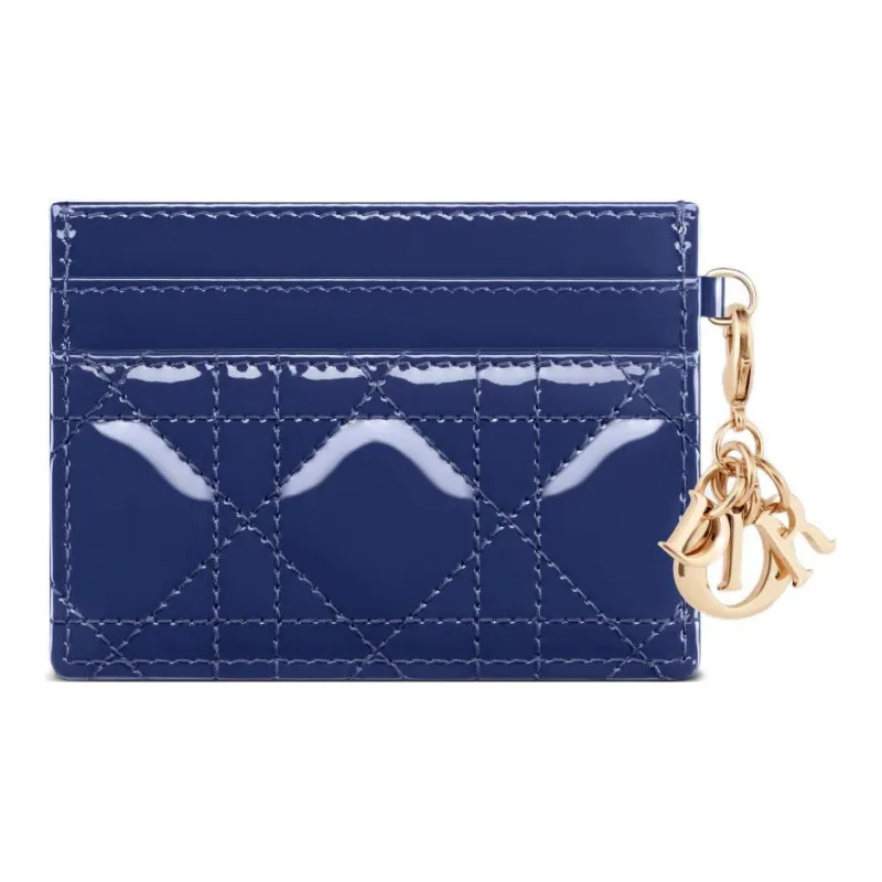DIOR Lady Dior Patent Leather Calfskin Wallet Card Holder Card Holder Regular Women's Royal Blue-2