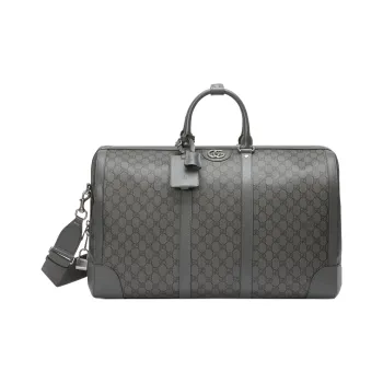 GUCCI Ophidia Canvas With Leather Trim Shoulder Bag Crossbody Bag Handbag Travel Bag Large Size Men's Gray