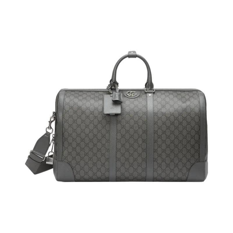 GUCCI Ophidia Canvas With Leather Trim Shoulder Bag Crossbody Bag Handbag Travel Bag Large Size Men's Gray-0