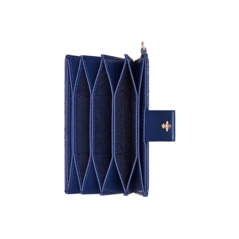 DIOR Lady Dior Patent Leather Calfskin Card Clip Card Holder Women's Royal Blue-2