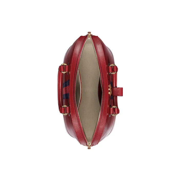 GUCCI Canvas With Leather Travel Bag Portable Crossbody Bag Shoulder Bag Small Size Men's Red-6