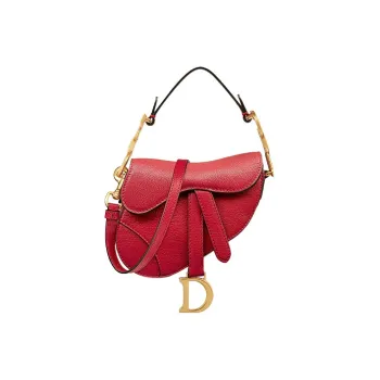DIOR Saddle Goatskin Saddle Bag Shoulder Bag Crossbody Bag Handbag Mini Women's Red