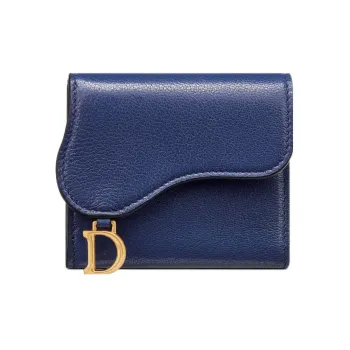 DIOR Saddle Sheepskin Wallet Women's Blue