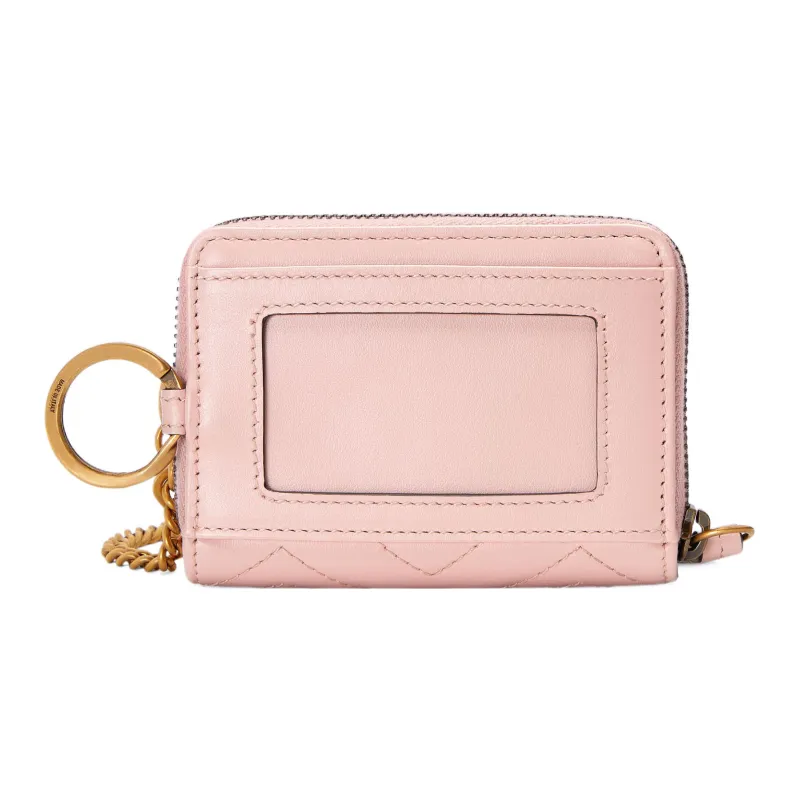 GUCCI GG Marmont Leather Card Holder Wallet Women's Pink-2