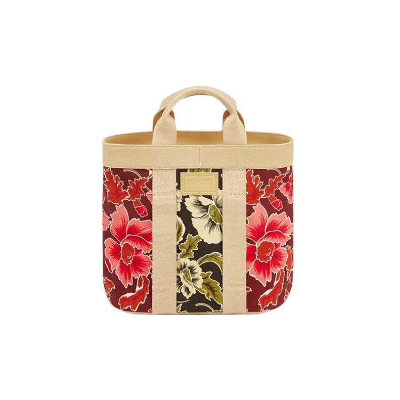 KENZO Cotton Tote Bag Shopping Bag Shoulder Bag Crossbody Bag Handbag Small Size Women's Multicolor-1