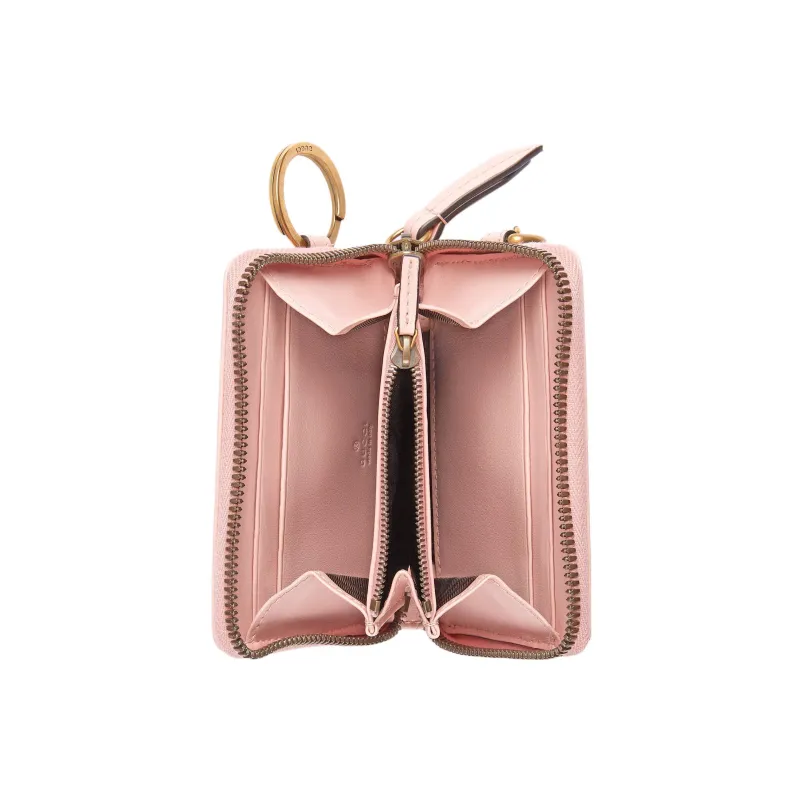 GUCCI GG Marmont Leather Card Holder Wallet Women's Pink-3