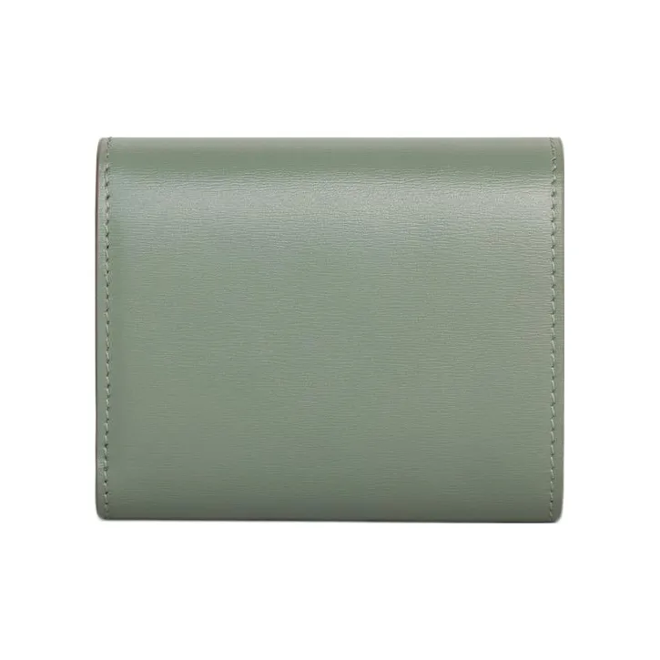 CELINE Triomphe Shiny Cow Leather Wallet Small Size Women's Green-1