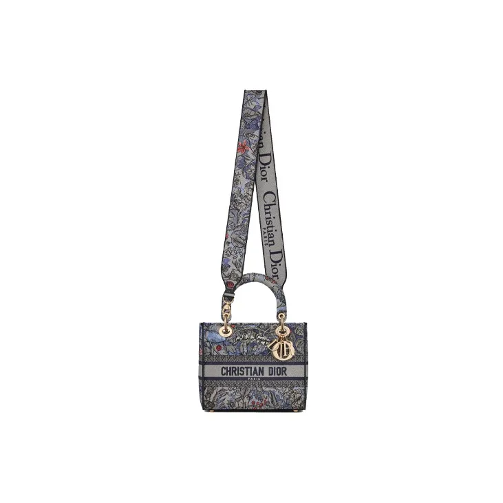 DIOR Lady Dior Denim Daisie Bag Shoulder Bag Crossbody Bag Handbag Medium Size Women's Multicolor-3