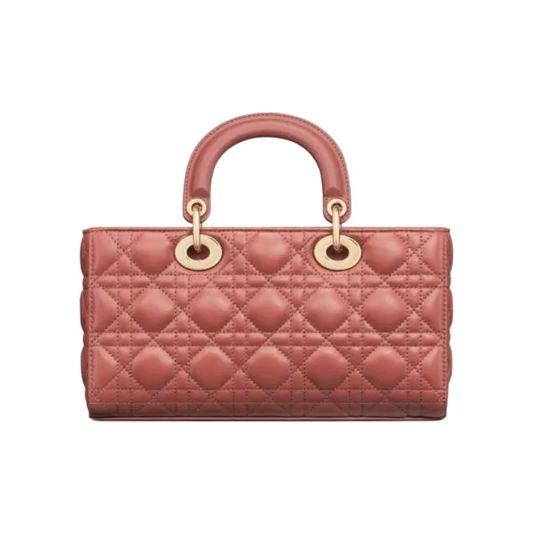 DIOR Lady D-JOY Sheepskin Shoulder Bag Crossbody Bag Handbag Medium Size Women's Red-2