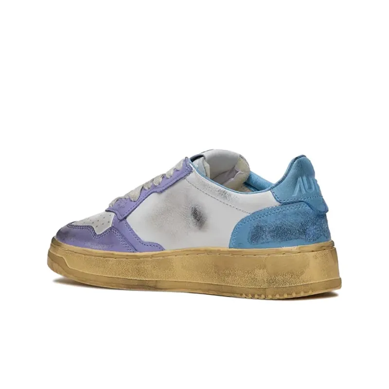 AUTRY Medalist Super Vintage Low Leather Sneakers 'White Purple Blue' Women's-3
