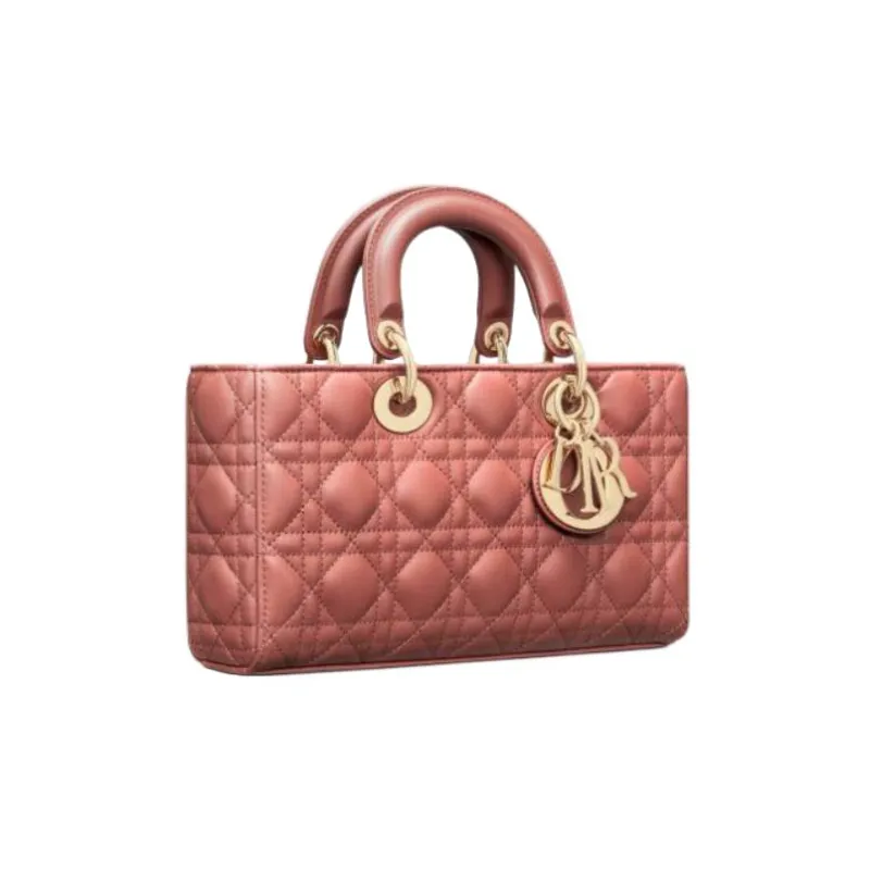 DIOR Lady D-JOY Sheepskin Shoulder Bag Crossbody Bag Handbag Medium Size Women's Red-1
