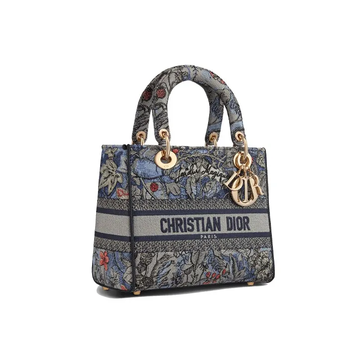 DIOR Lady Dior Denim Daisie Bag Shoulder Bag Crossbody Bag Handbag Medium Size Women's Multicolor-1