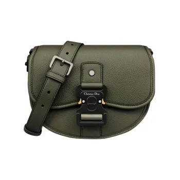 DIOR Grained Calfskin Messenger Bag Shoulder Bag Crossbody Bag Mini Men's Olive Green