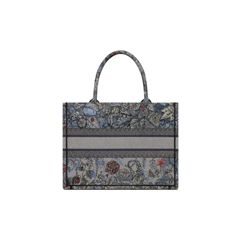 DIOR BookTote Embroidered Denim Tote Bag Shopping Bag Handbag Medium Size Women's Multicolor-2