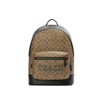 COACH Graham Cow Leather Backpack Large Size Men's Khaki & Green