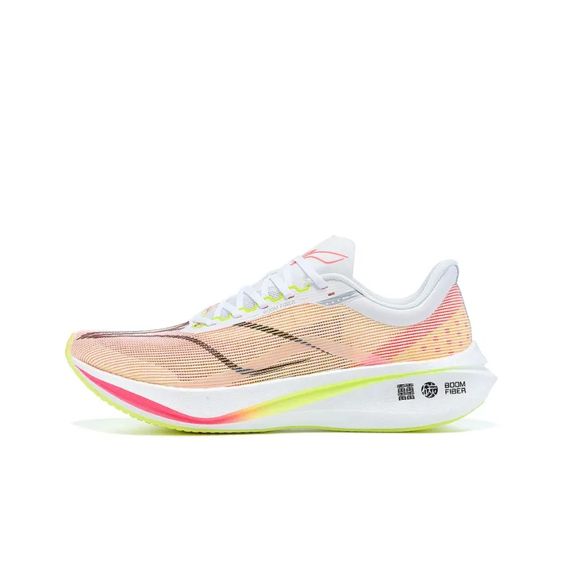 LiNing Feidian 3 Challenger Slip Resistant And Breathable Low Top Marathon Running Shoes Men's Pink White-0