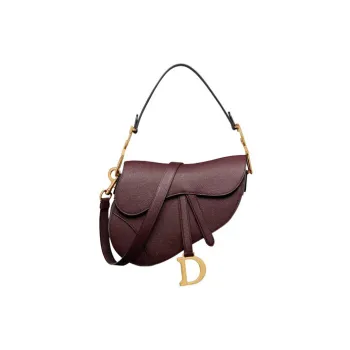 DIOR Saddle Grained Calfskin Saddle Bag Shoulder Bag Crossbody Bag Handbag Women's Red