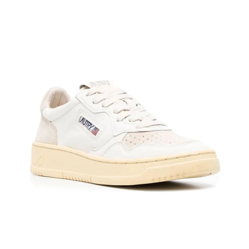 AUTRY Medalist Leather And Suede 'White Sand' Women's-1