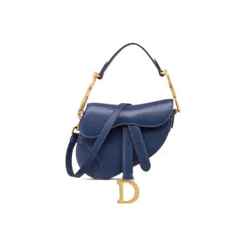 DIOR Saddle Goatskin Saddle Bag Shoulder Bag Crossbody Bag Handbag Mini Women's Blue