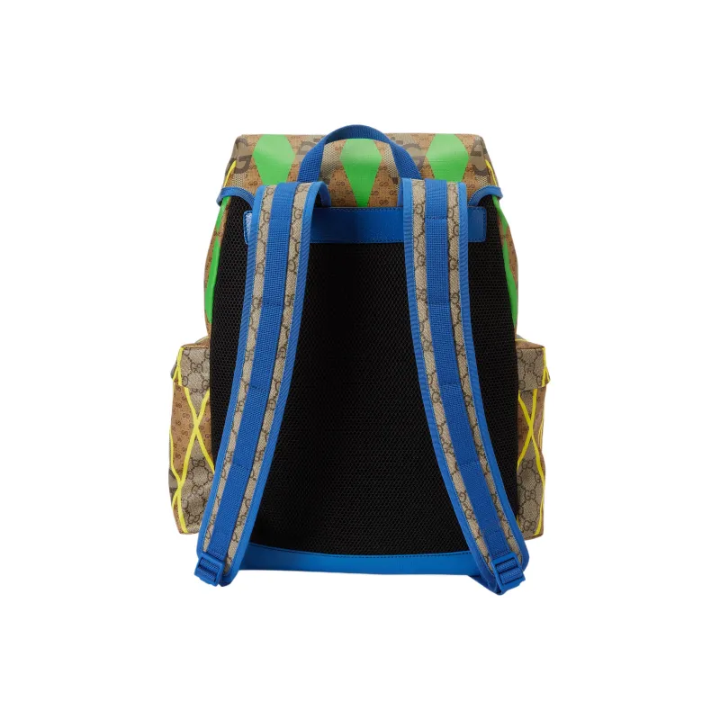 GUCCI Canvas Backpack Men's Ebony & Multicolor-3