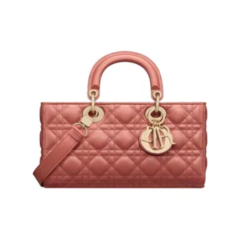DIOR Lady D-JOY Sheepskin Shoulder Bag Crossbody Bag Handbag Medium Size Women's Red
