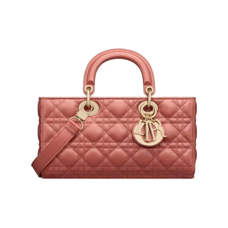 DIOR Lady D-JOY Sheepskin Shoulder Bag Crossbody Bag Handbag Medium Size Women's Red-0