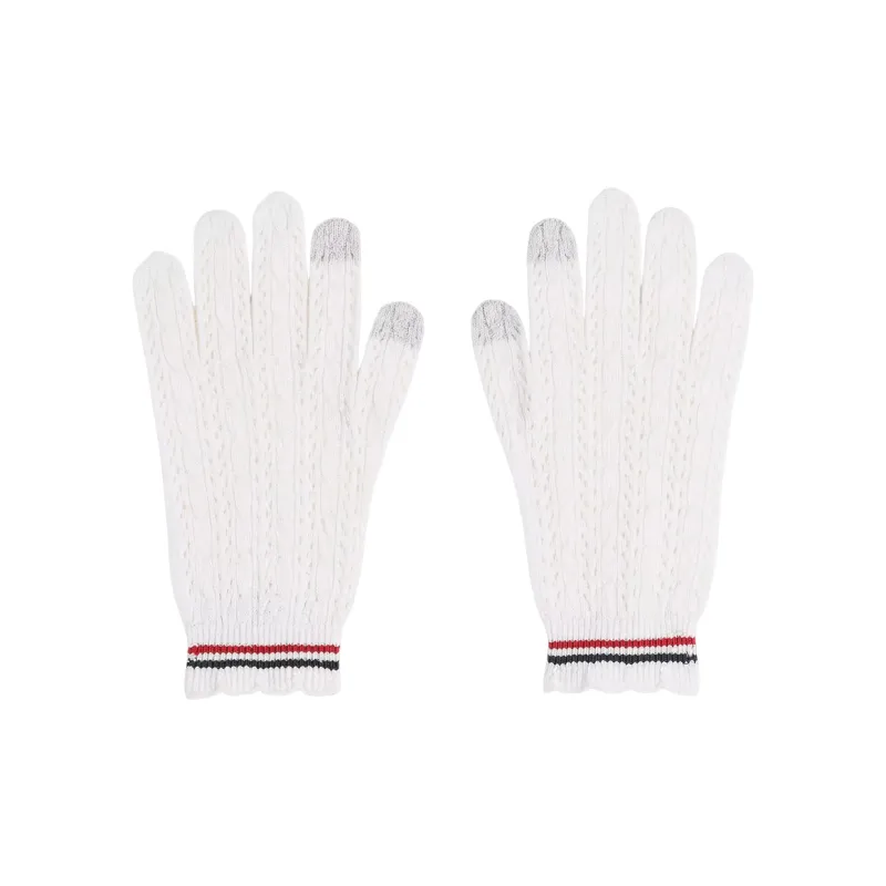 THOM BROWNE Knit Glove Women's White-1
