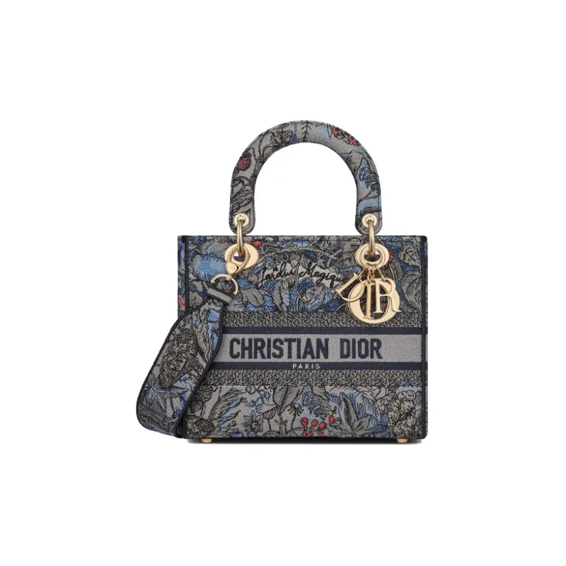 DIOR Lady Dior Denim Daisie Bag Shoulder Bag Crossbody Bag Handbag Medium Size Women's Multicolor-0