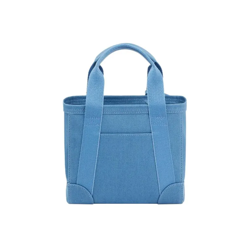 KENZO Canvas With Leather Tote Bag Shopping Bag Portable One Shoulder Canvas Bag Crossbody Bag Mini Unisex Blue-2