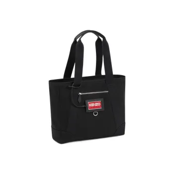 KENZO Canvas Blend 100% Cotton Tote Bag Shopping Bag Canvas Bag Handbags Large Size Unisex Black