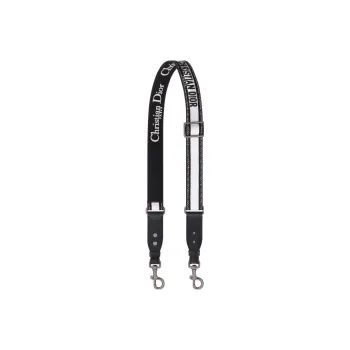 DIOR Embroidery With Calfskin Shoulder Strap Bag Straps Women's Black White