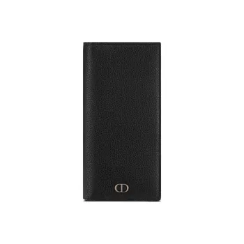DIOR Grained Calfskin Card Holder Wallet Unisex Black