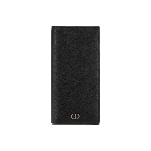 DIOR Grained Calfskin Card Holder Wallet Unisex Black