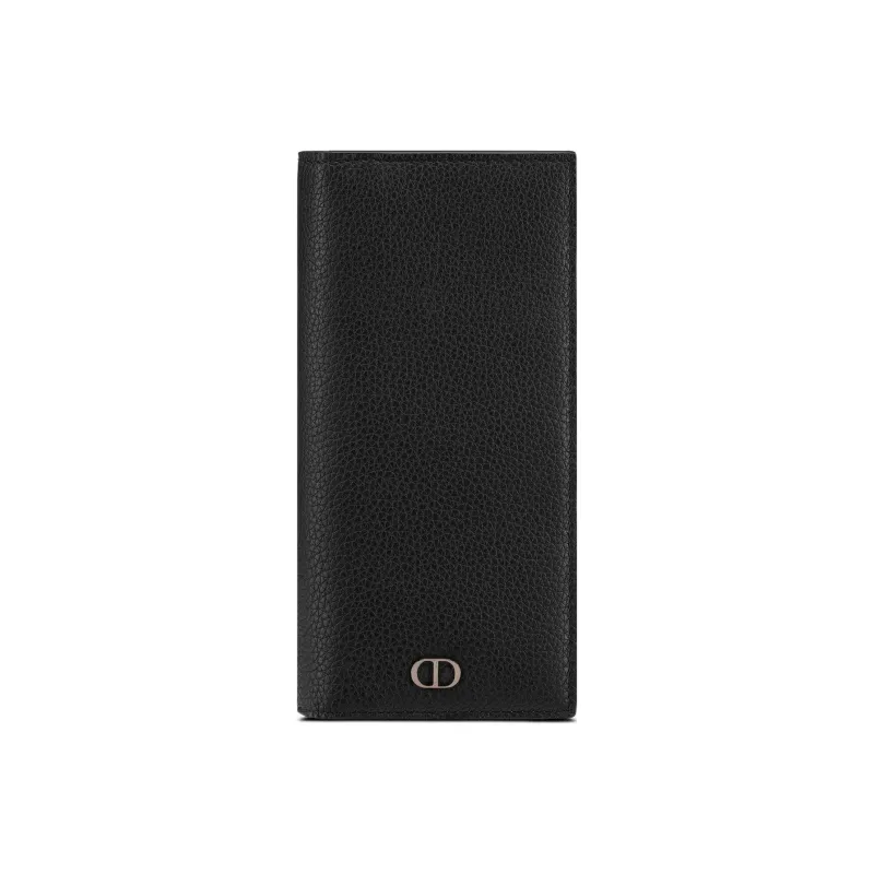 DIOR Grained Calfskin Card Holder Wallet Unisex Black-0