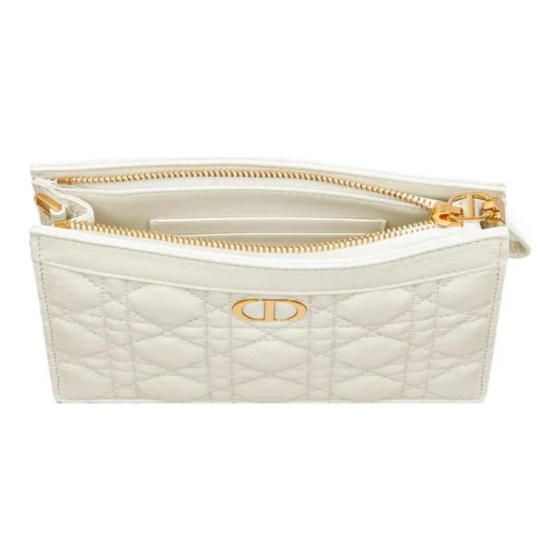 DIOR Caro Soft Cow Leather One Shoulder Crossbody Clutches Regular Women's White-2