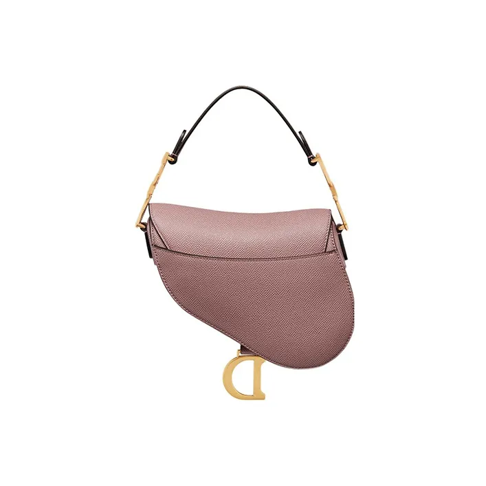 DIOR Grained Calfskin Saddle Bag One Shoulder Crossbody Portable Mini Women's Pink Peony-2
