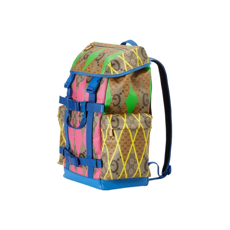 GUCCI Canvas Backpack Men's Ebony & Multicolor-1
