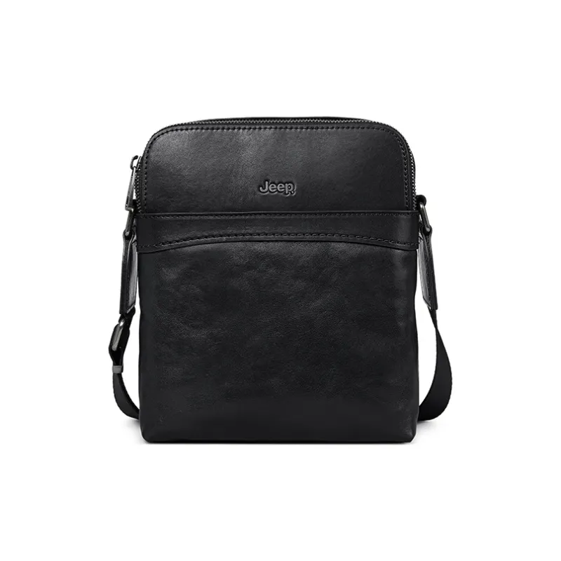 Jeep Cow Leather Backpack Crossbody Bag Large Size Men's Black-1