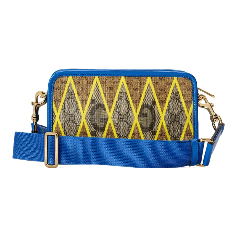 GUCCI Canvas With Leather Camera Bag Square Box Shoulder Bag Crossbody Bag Mini Men's Ebony/Multicolor-3