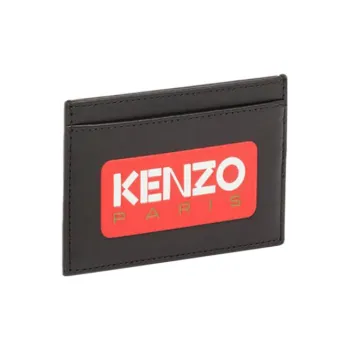 KENZO Cow Leather Card Holder Unisex Black