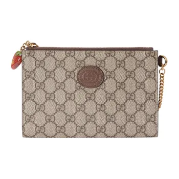 GUCCI Canvas Handheld Wallet Women's Brown