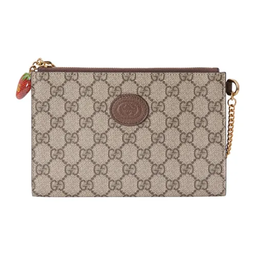 GUCCI Canvas Handheld Wallet Women's Brown
