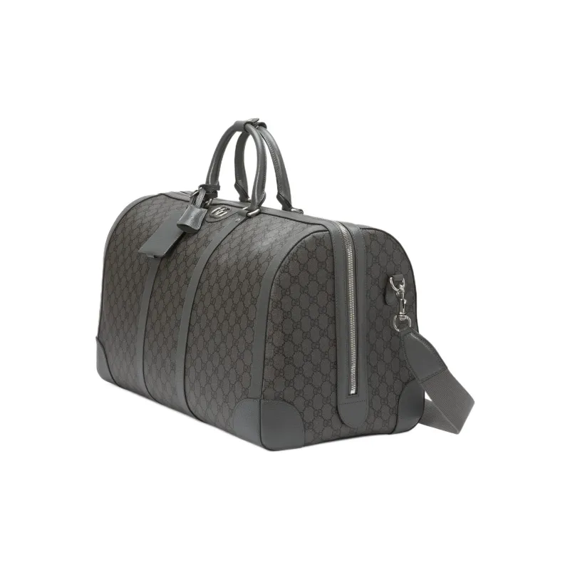 GUCCI Ophidia Canvas With Leather Trim Shoulder Bag Crossbody Bag Handbag Travel Bag Large Size Men's Gray-2