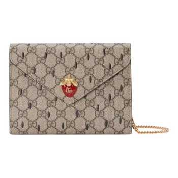 GUCCI Canvas Shoulder Bag Crossbody Bag Wallet Mini Women's Brown