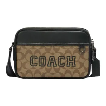COACH Graham Cow Leather PVC Shoulder Bag, Crossbody Bag Medium Size Men's Khaki & Green