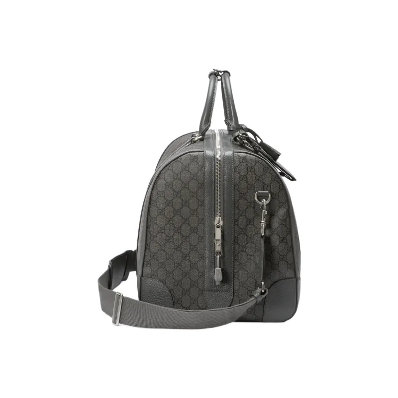 GUCCI Ophidia Canvas With Leather Trim Shoulder Bag Crossbody Bag Handbag Travel Bag Large Size Men's Gray-3