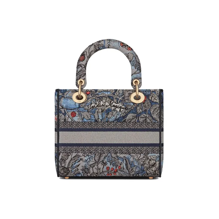 DIOR Lady Dior Denim Daisie Bag Shoulder Bag Crossbody Bag Handbag Medium Size Women's Multicolor-4