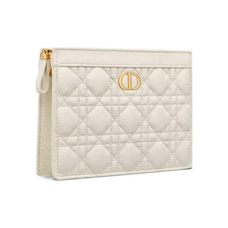 DIOR Caro Soft Cow Leather One Shoulder Crossbody Clutches Regular Women's White-1
