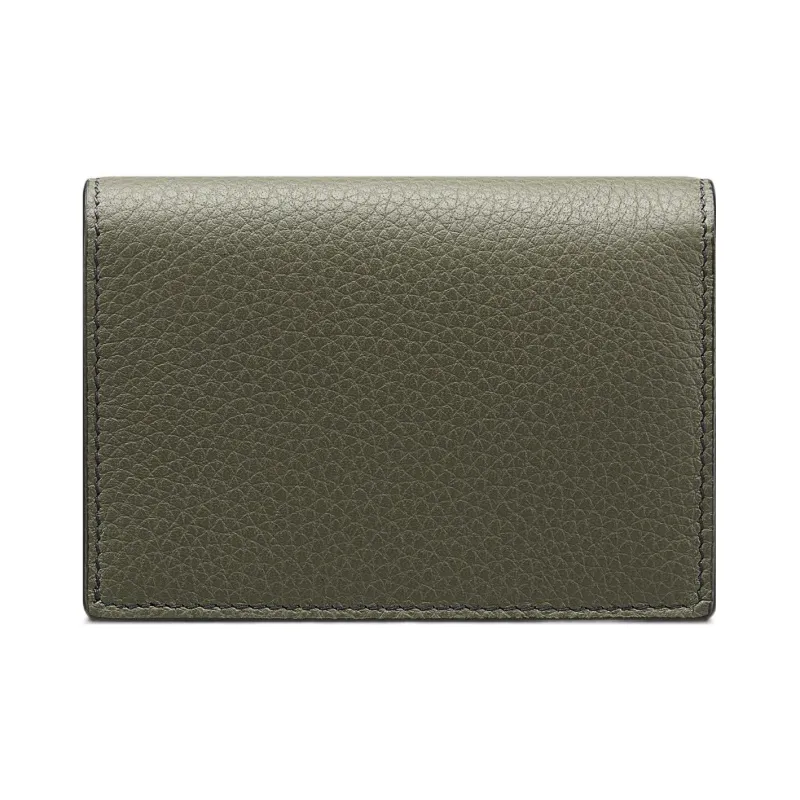 DIOR Grained Calfskin Business Card Holder Zero Wallet Card Holder Men's Olive Green-2