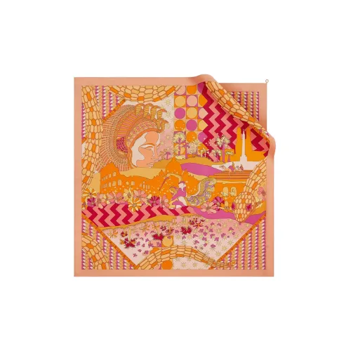 BVLGARI ENCHANTED CITY Silk Scarves Women's Orange